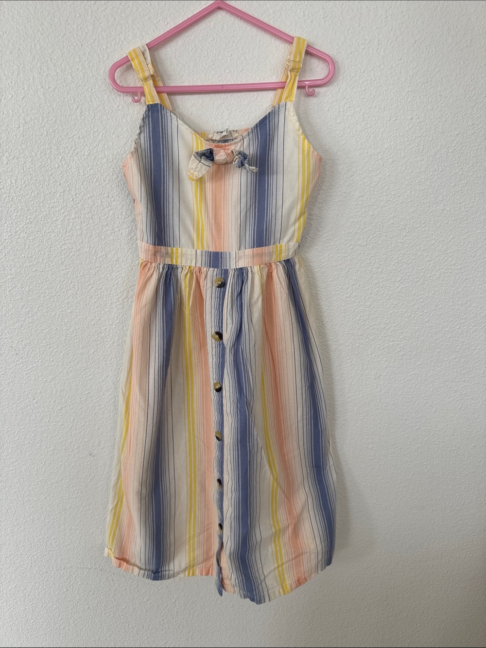 Jessica Simpson Striped Sundress in Yellow, Blue & Peach